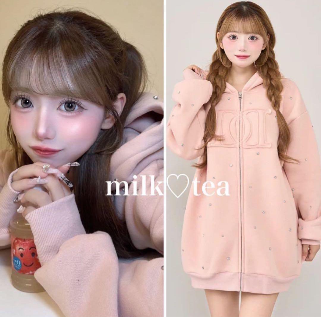 新品タグ付 ダーリッチ DDロゴビジュージップパーカー ピンク フリー F