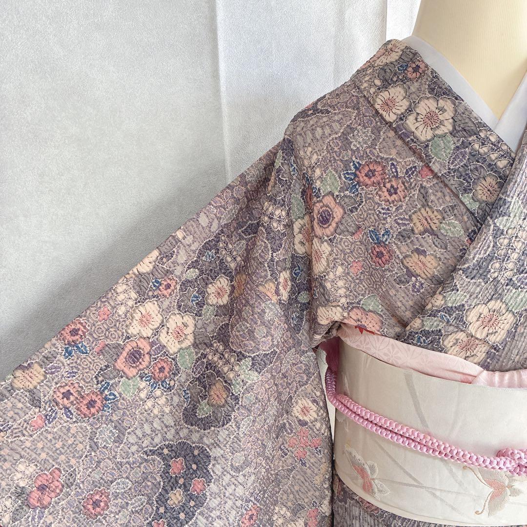 小紋　フルセット　着物　辻ヶ花　洗える着物　可憐な花模様　G1