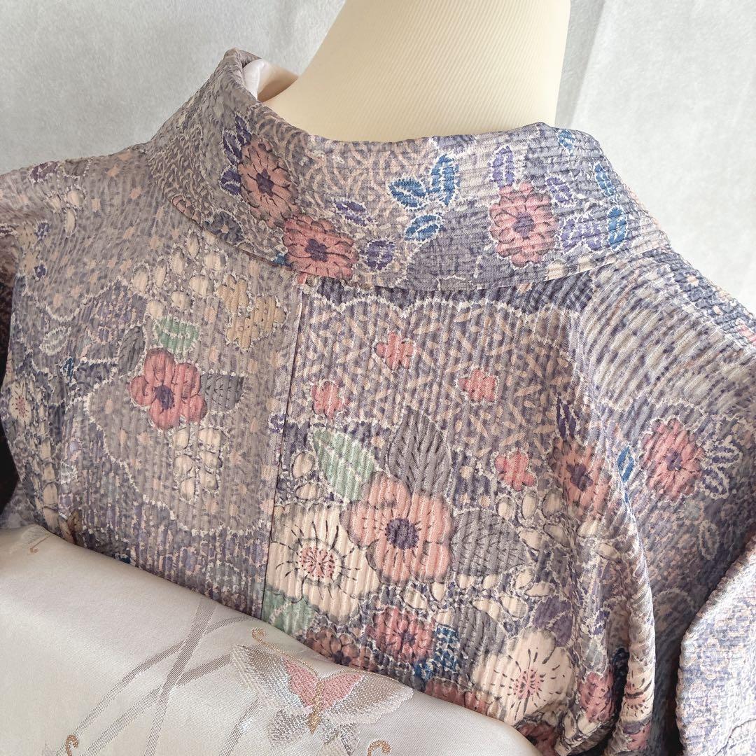 小紋　フルセット　着物　辻ヶ花　洗える着物　可憐な花模様　G1