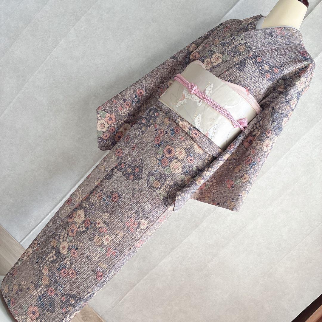 小紋　フルセット　着物　辻ヶ花　洗える着物　可憐な花模様　G1