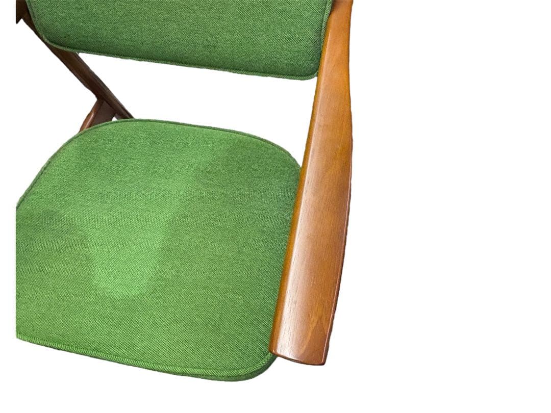 美品　カリモク60 Dチェア タープグリーン 椅子　肘掛け