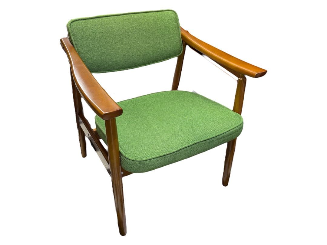 美品　カリモク60 Dチェア タープグリーン 椅子　肘掛け