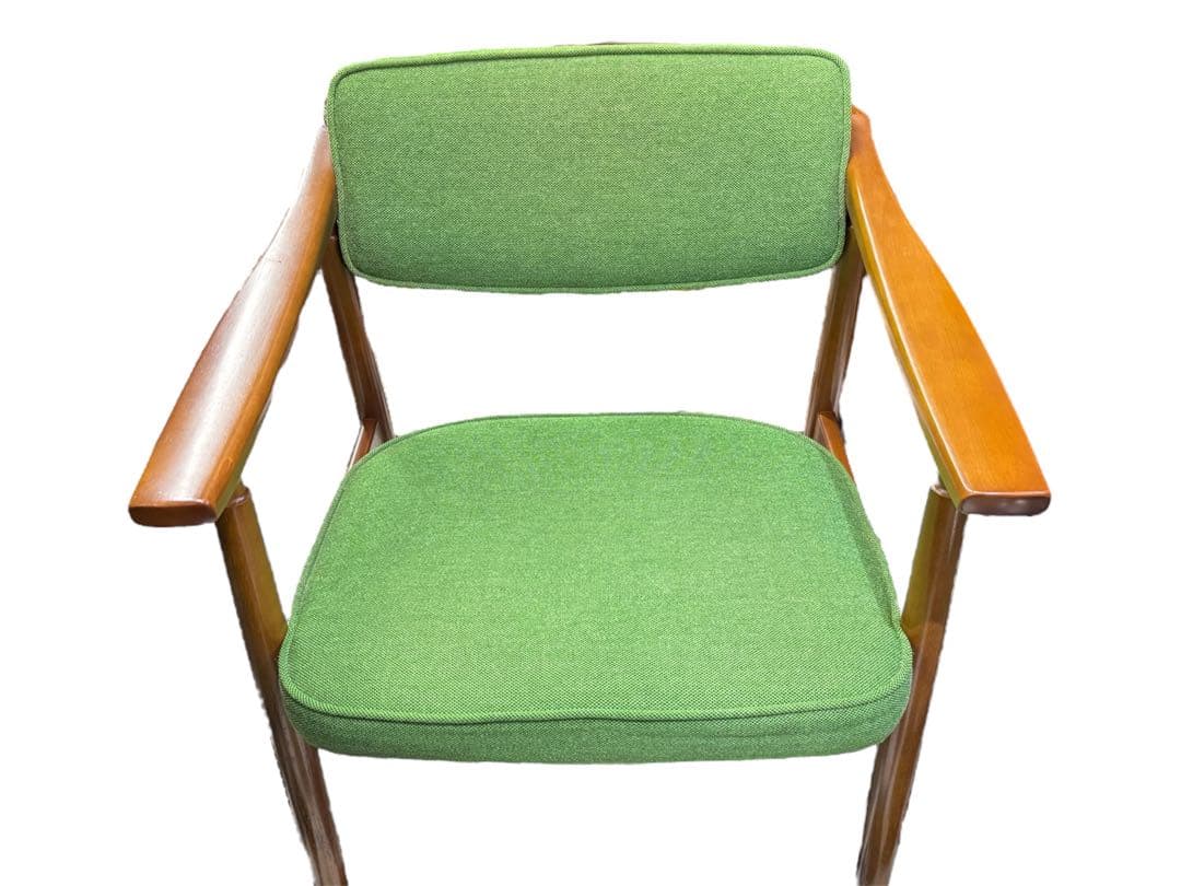 美品　カリモク60 Dチェア タープグリーン 椅子　肘掛け