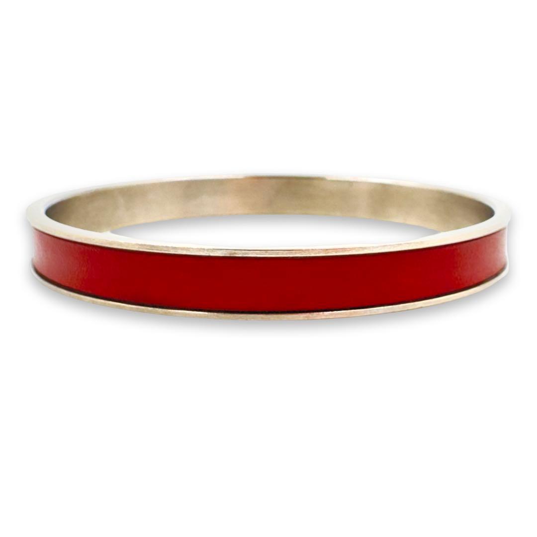 美品✨　エルメス　バングル　正規品　Hモチーフ　チャーム　レザー　ボルドー　ロゴ