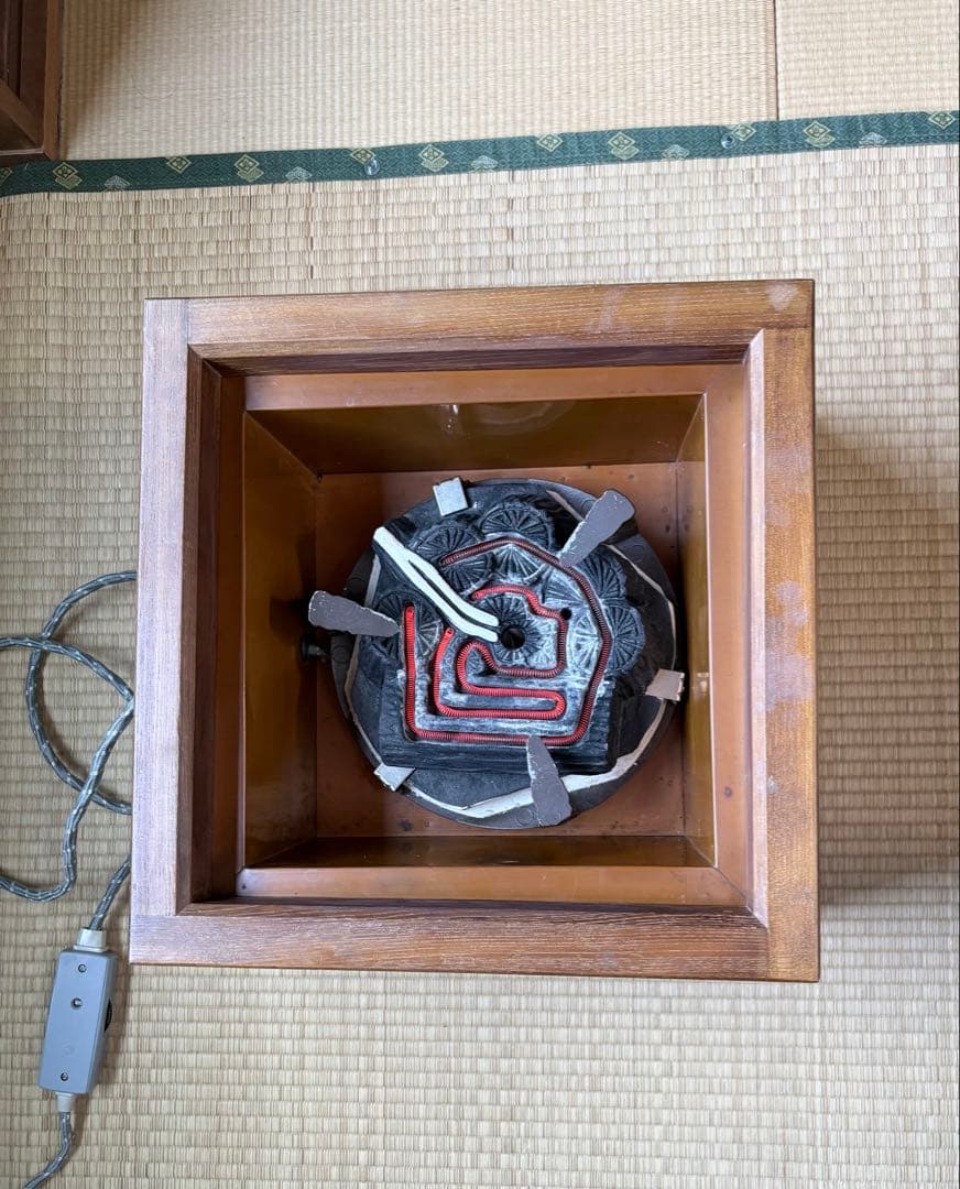 茶道具 電気炉付き　置き炉　銅落とし