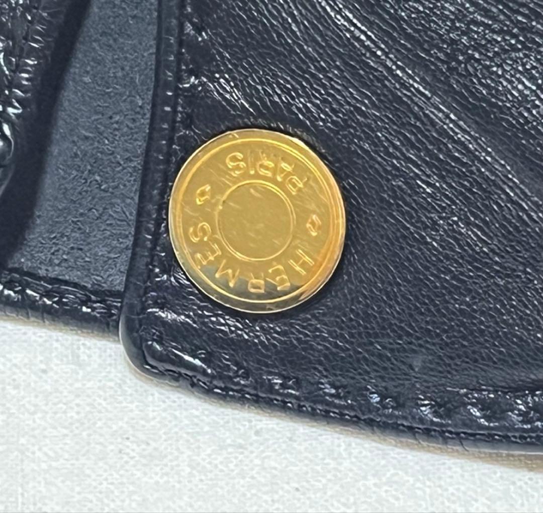 ヴィンテージHERMES セリエ 手袋レザー 黒レディース箱付サイズ7両手有り