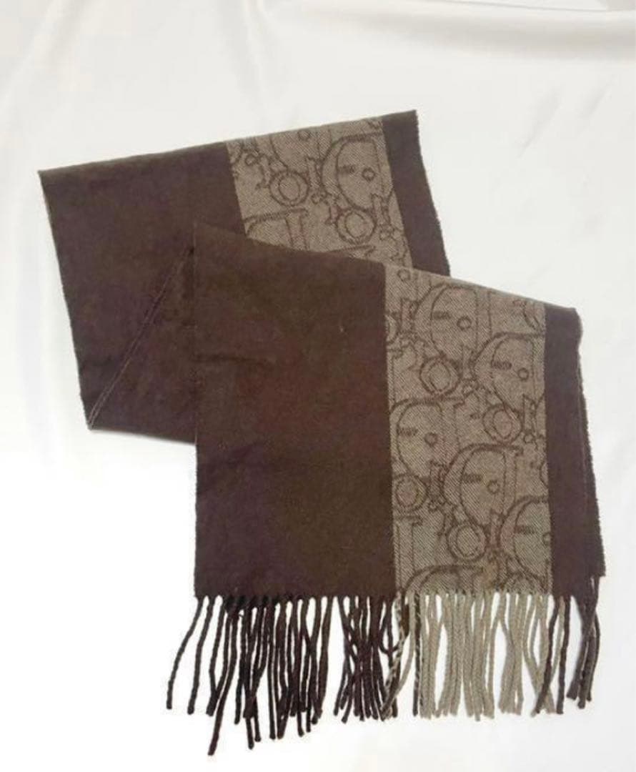 高級 人気 クリスチャンディオール トロッター フリンジ カシミア混マフラー