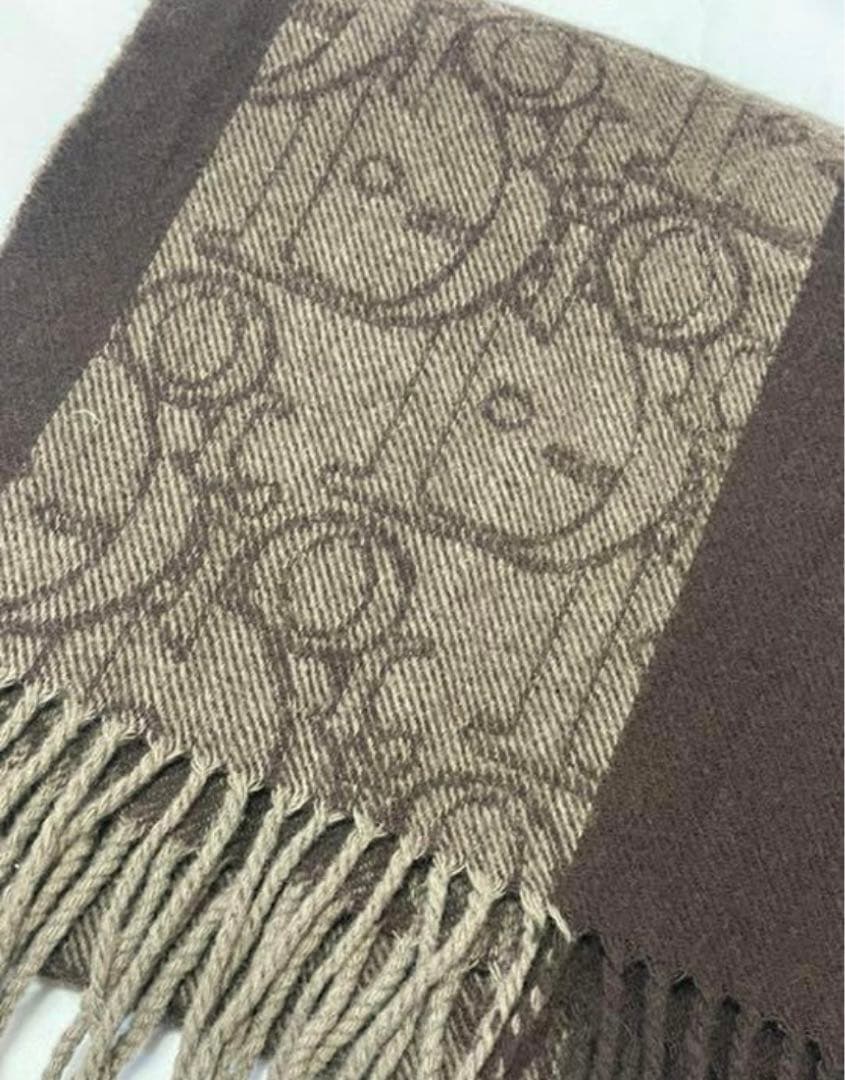 高級 人気 クリスチャンディオール トロッター フリンジ カシミア混マフラー