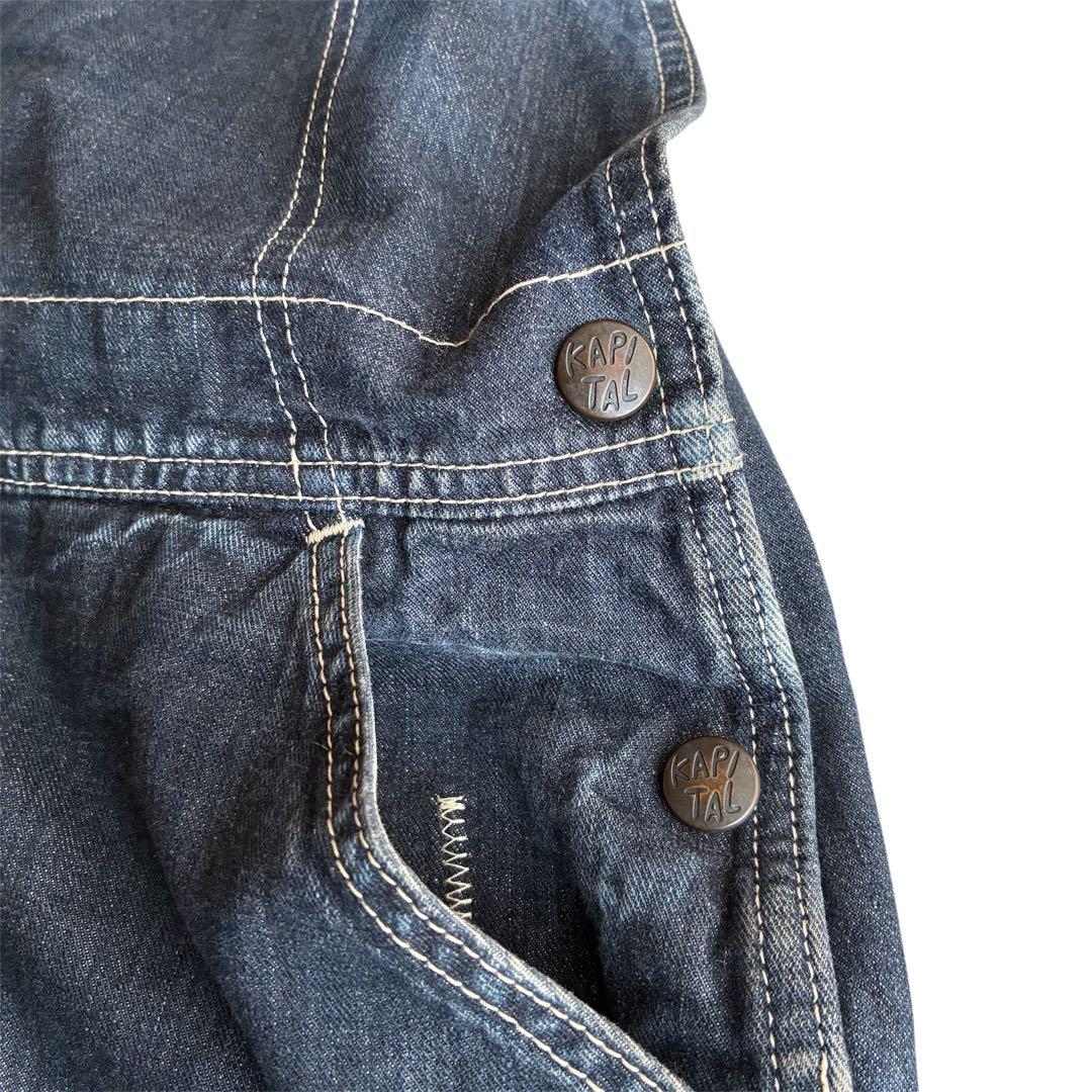 【サンプル品】KAPITAL 力織機インディゴ横生成乗馬オーバーオール サイズ0