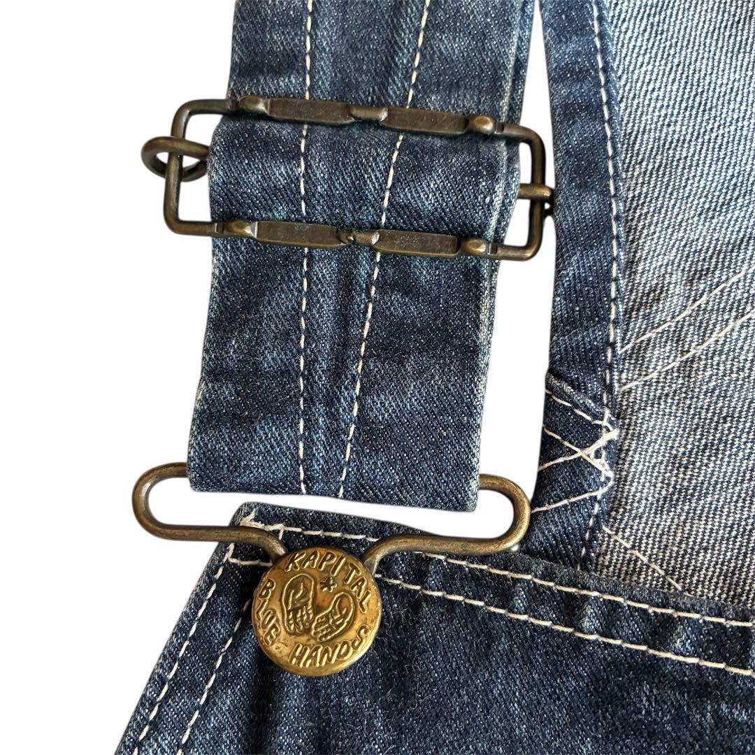 【サンプル品】KAPITAL 力織機インディゴ横生成乗馬オーバーオール サイズ0