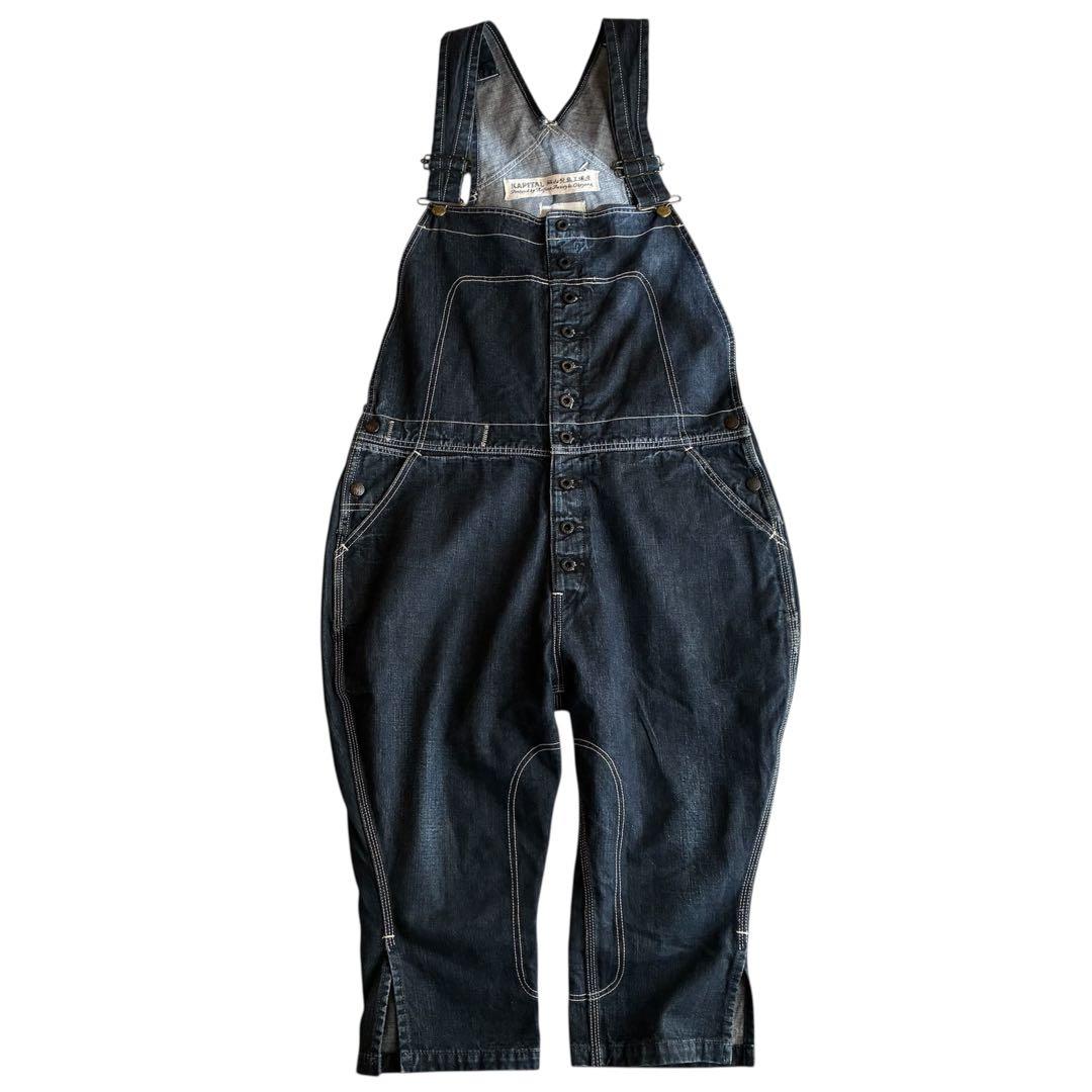 【サンプル品】KAPITAL 力織機インディゴ横生成乗馬オーバーオール サイズ0