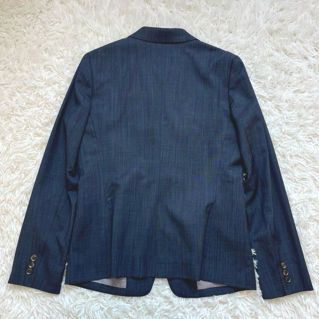 美品　ニューヨーカー　シルク混　スカートスーツ　ネイビー　背抜き　11号