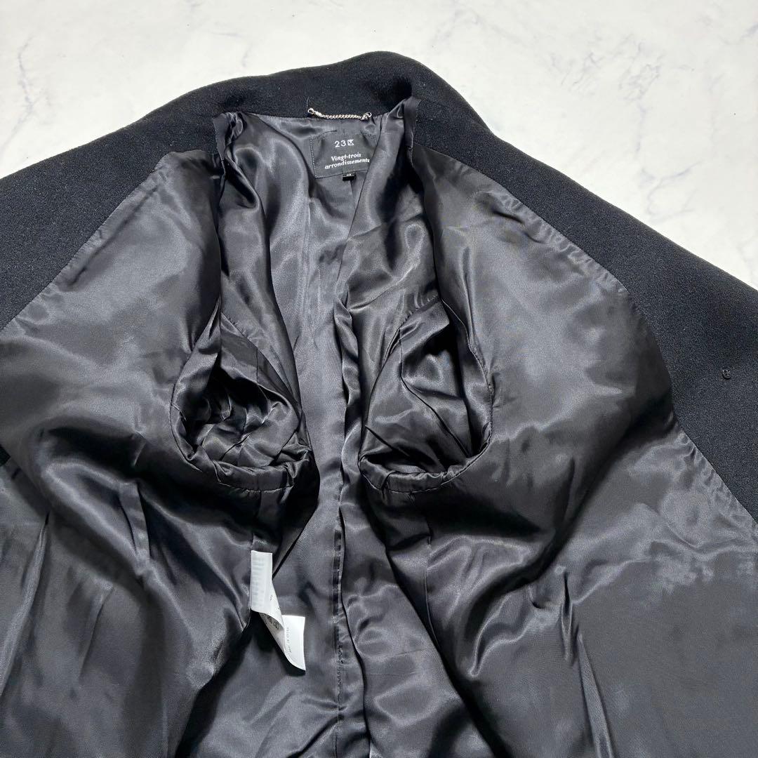 大きいサイズ✨23区 ポンチョ形 アンゴラ混 ショートコート 黒 48 3XL