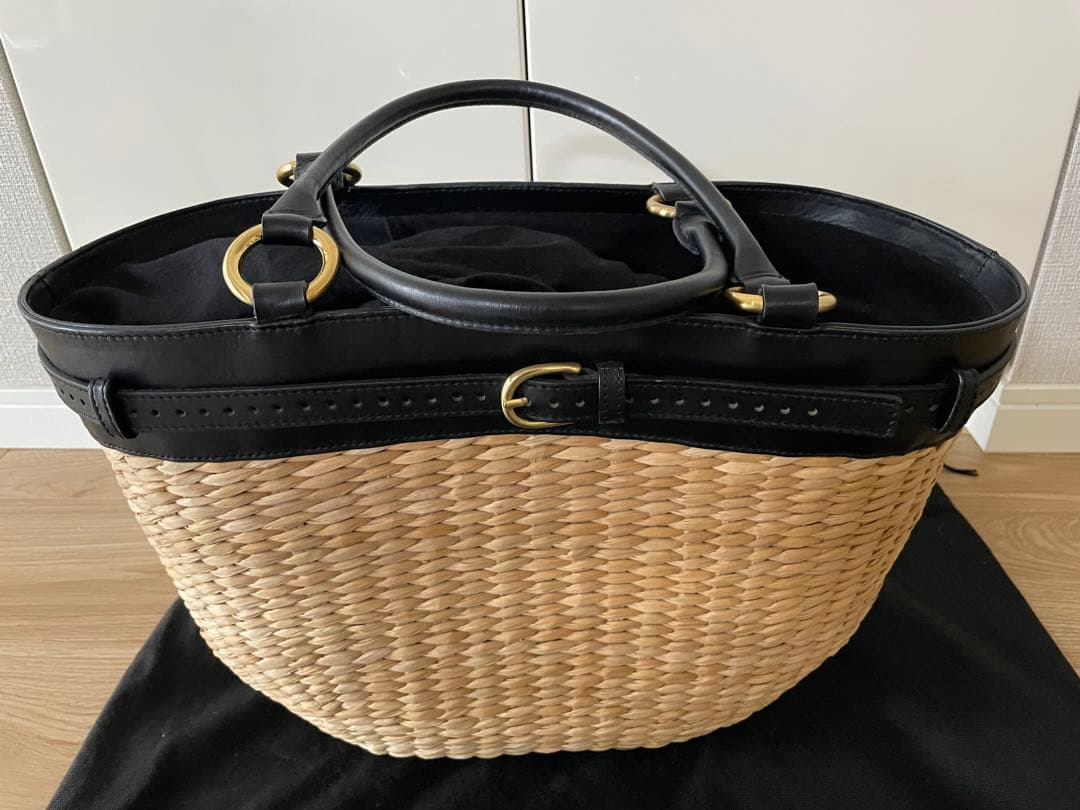 最終値下げ☆LOANA ストローとレザーの大人のかごバッグ