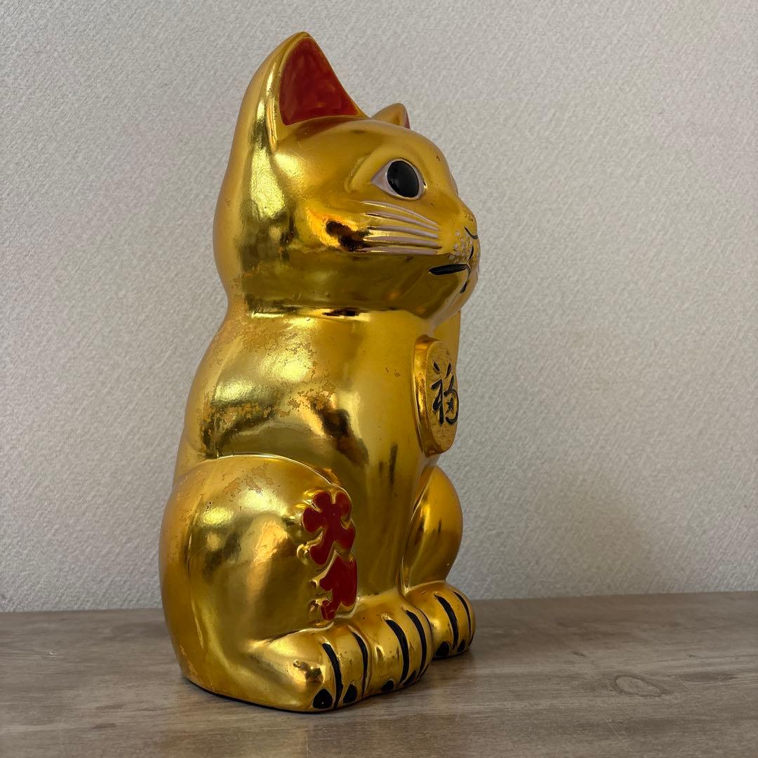 古い招き猫　招福置物　貯金箱　千万両〈検 常滑焼　海外向けデザイン　ビンテージ