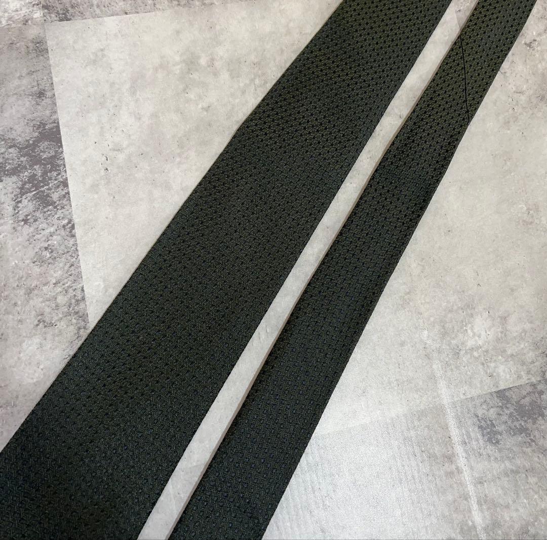 HERMES ネクタイ ハイブランド ソリッド カーキ