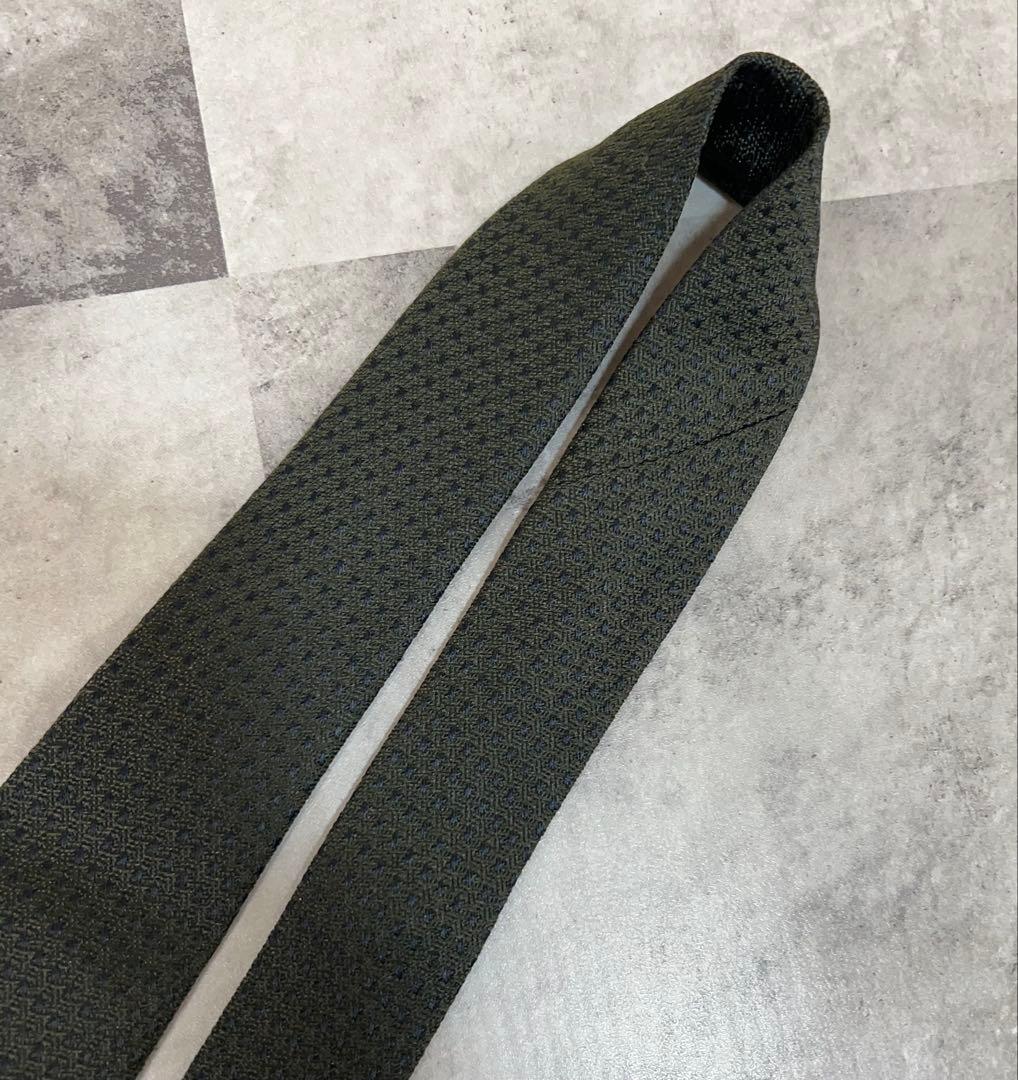 HERMES ネクタイ ハイブランド ソリッド カーキ