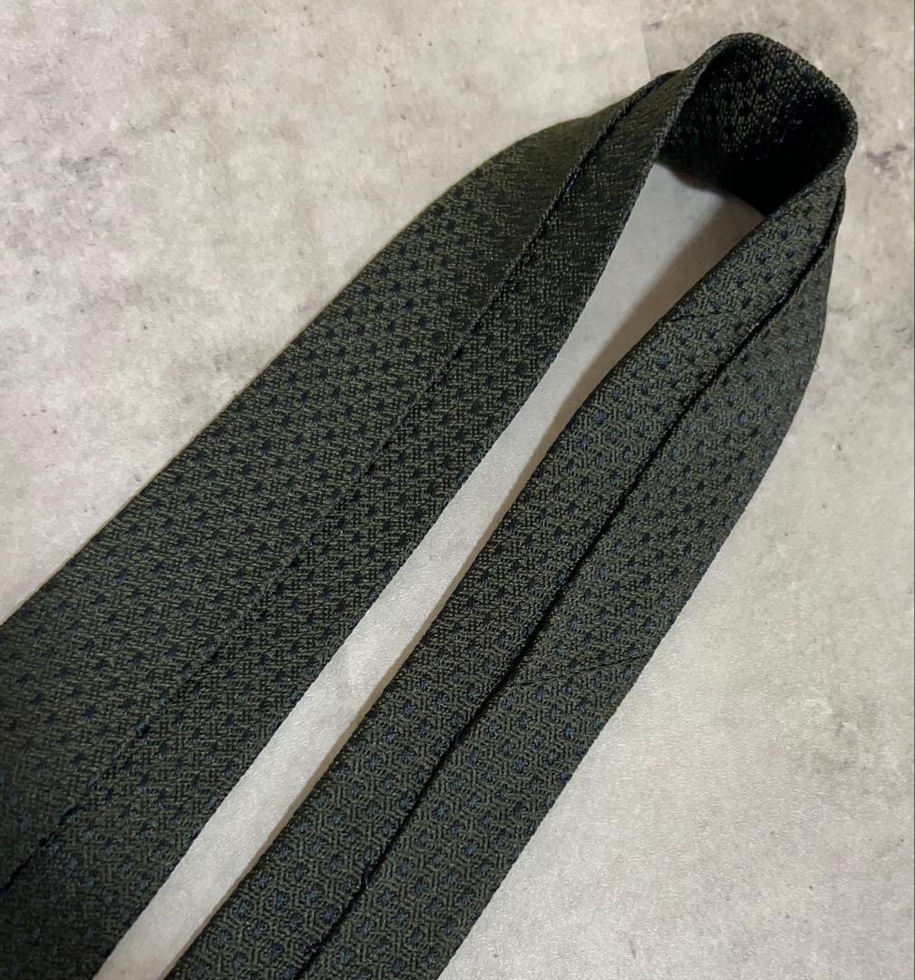 HERMES ネクタイ ハイブランド ソリッド カーキ