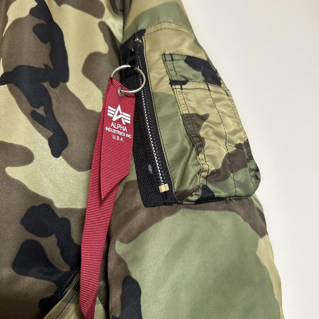 90s ALPHA USA製 黒タグ MA-1 フライトジャケット　迷彩 XL