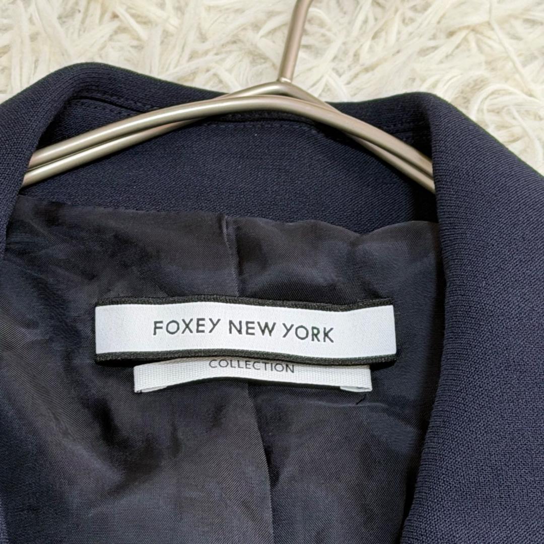 17234✨フォクシーニューヨークコレクション ダブルジャケット 38 M 紺