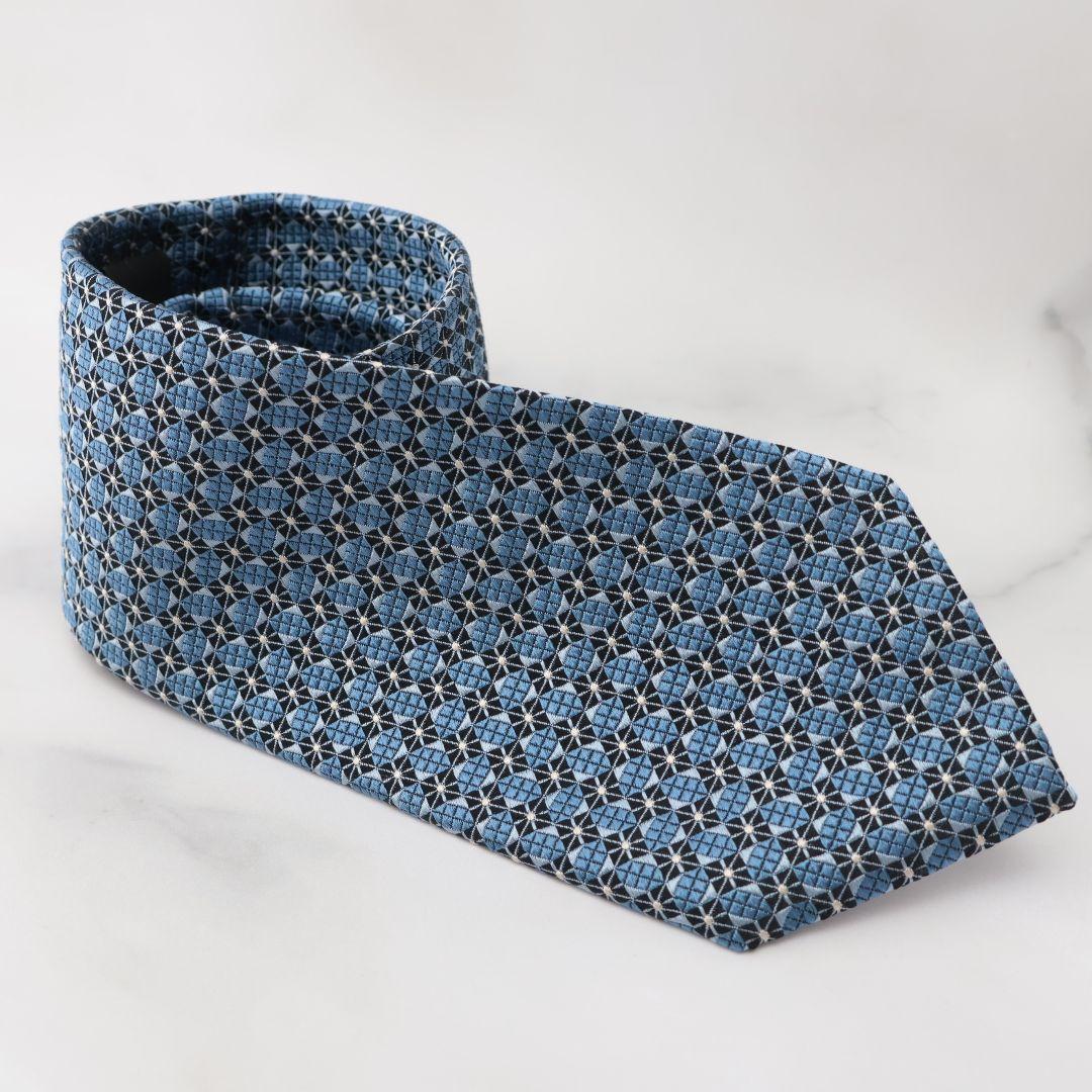 未使用に近い ゼニア ネクタイ 青色系 イタリア製