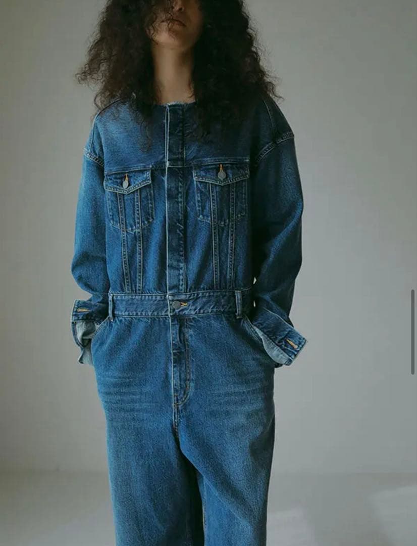 ETRE TOKYO カットオフネックデニムオールインワン - BLUE