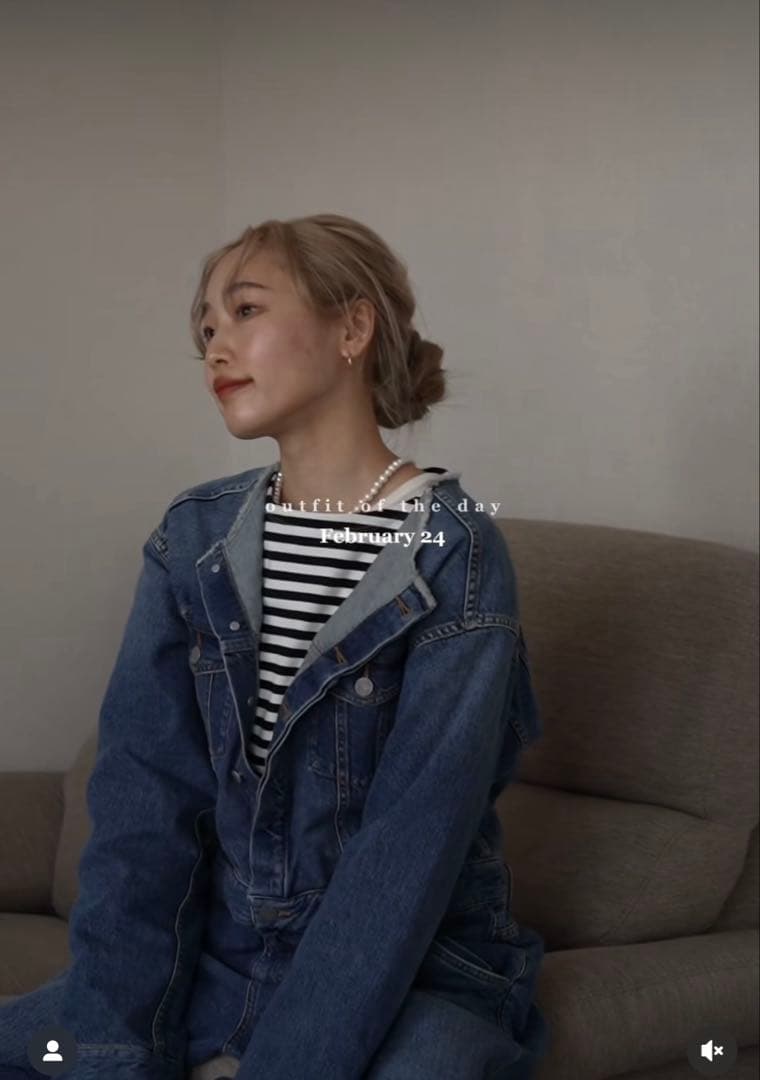 ETRE TOKYO カットオフネックデニムオールインワン - BLUE