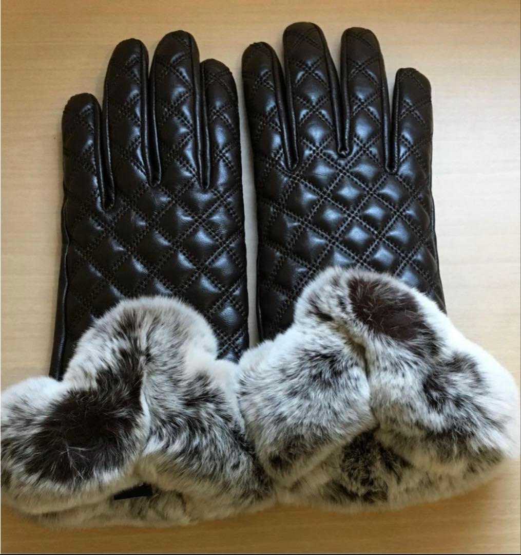 ひ*か様 UGG 本革　本革手袋　濃いチャコール　タッチスクリーン対応