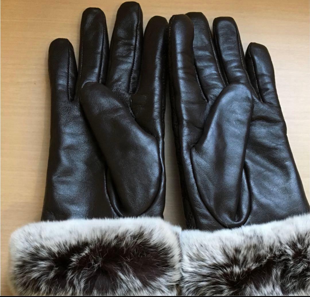 ひ*か様 UGG 本革　本革手袋　濃いチャコール　タッチスクリーン対応