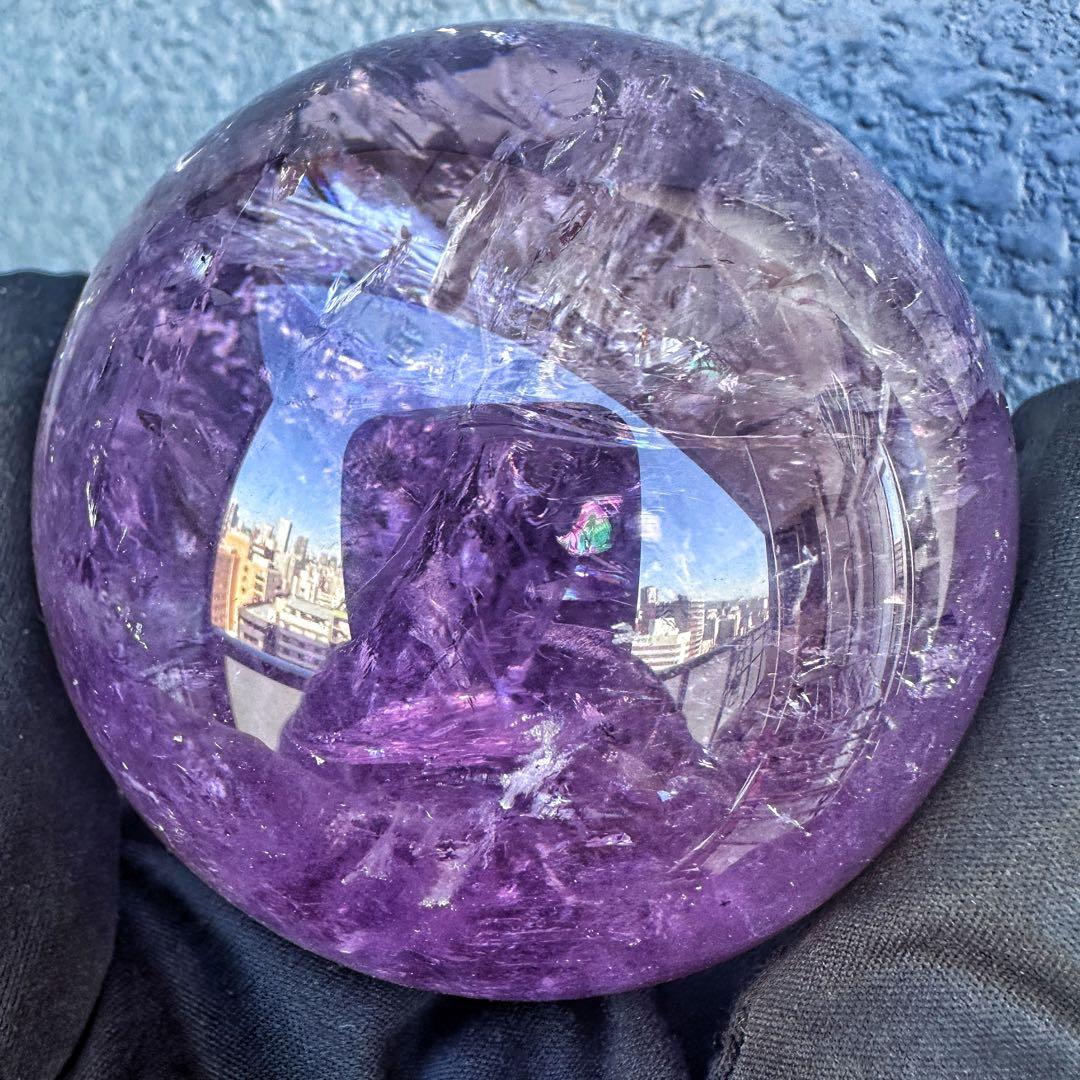 しずく♡超美品♡レインボー☆アイリスアメジストスフィア丸玉 A1330