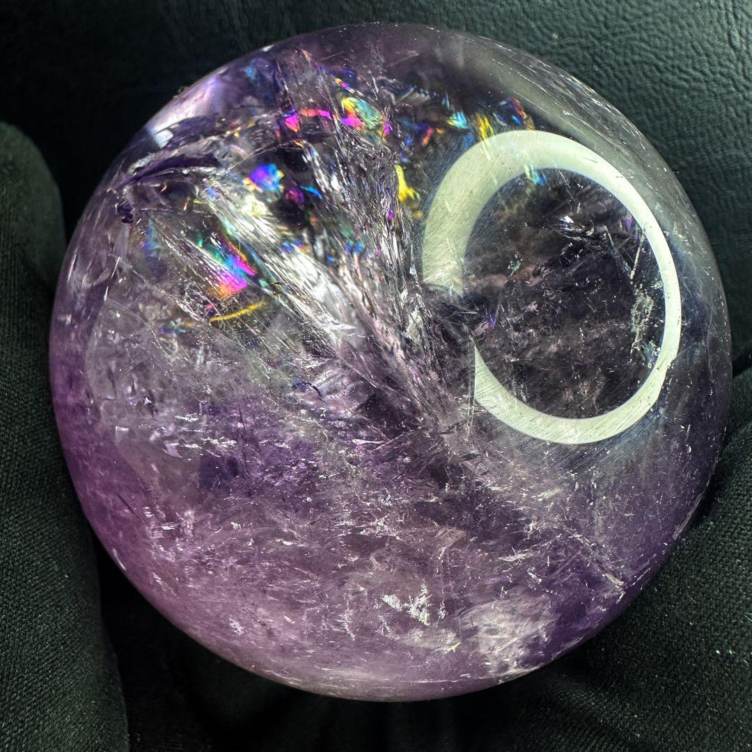 しずく♡超美品♡レインボー☆アイリスアメジストスフィア丸玉 A1330