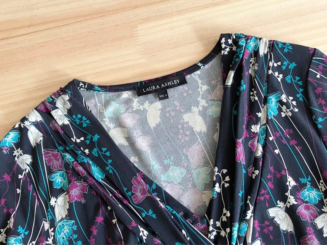 未使用に近い ローラアシュレイ ワンピース ボタニカル 9 洗える