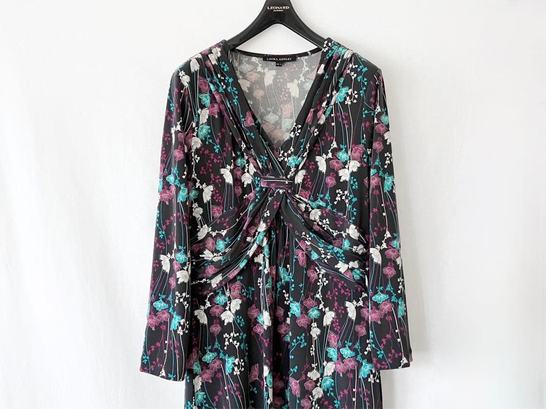 未使用に近い ローラアシュレイ ワンピース ボタニカル 9 洗える