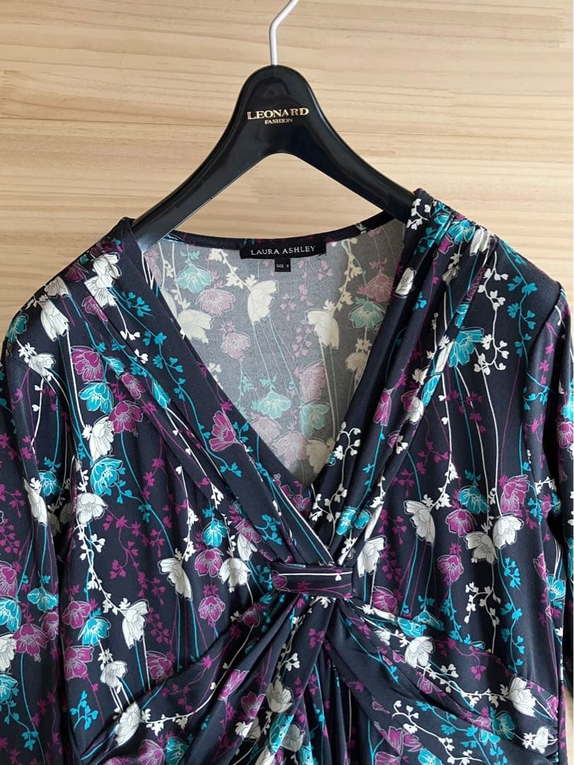 未使用に近い ローラアシュレイ ワンピース ボタニカル 9 洗える