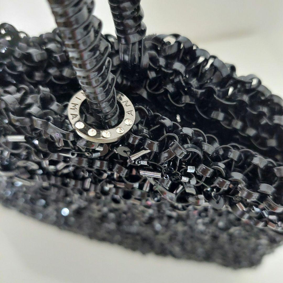 アンテプリマ ワイヤーグリッター スクエア エナメルブラック バッグ