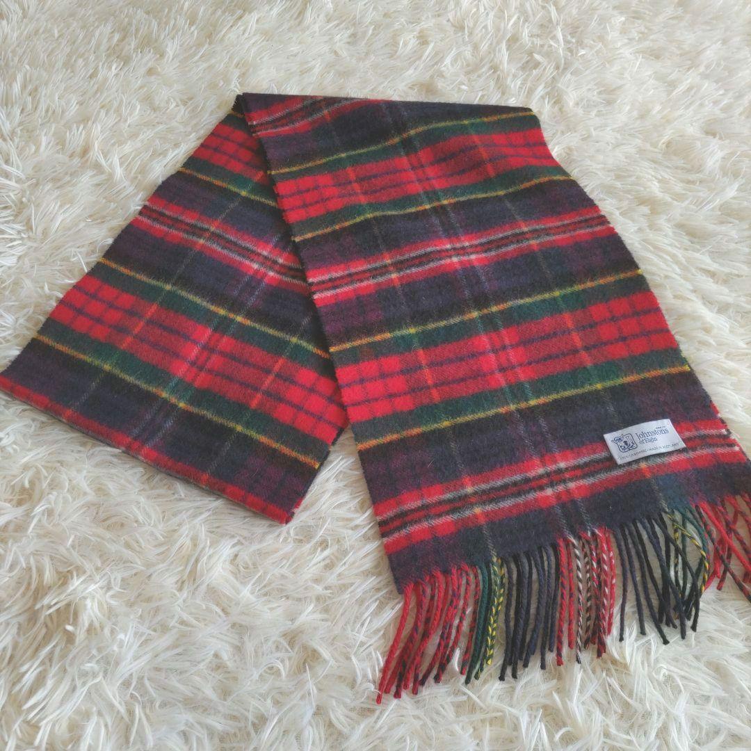 Johnstons of Elgin カシミヤ100％ マフラー チェック