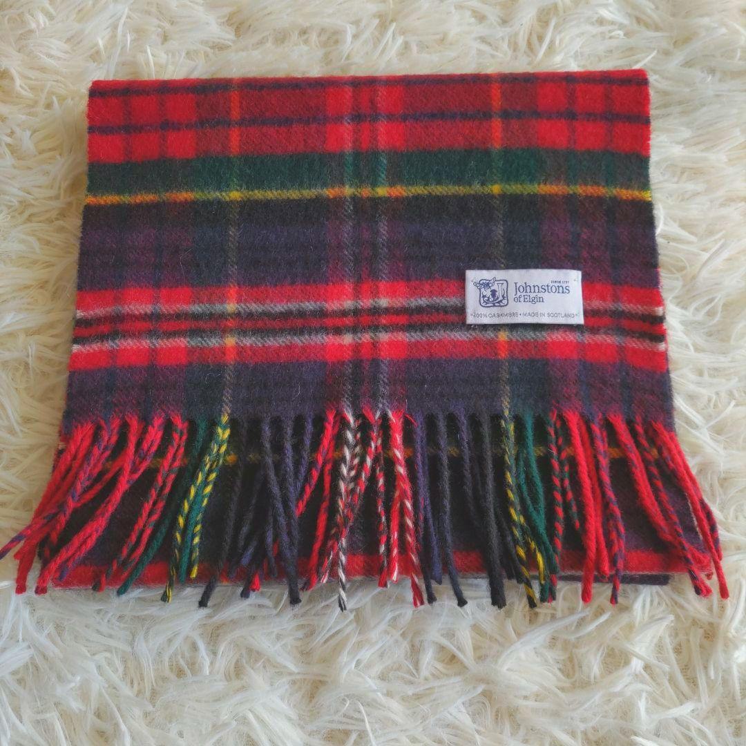 Johnstons of Elgin カシミヤ100％ マフラー チェック