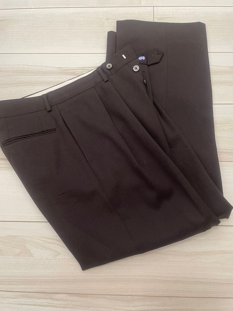 NEAT ブラウン 100%ウール スラックス 46