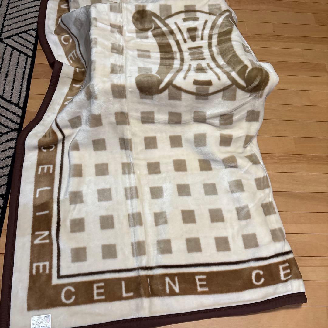 未使用タグ付CELINEアクリルニューマイヤー毛布.ブラウン.日本製