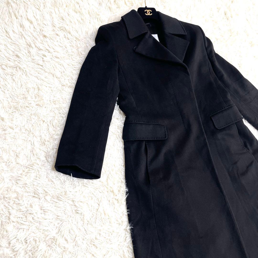 【Max Mara】白タグ　マックスマーラ 比翼ボタン　ロングコート 黒