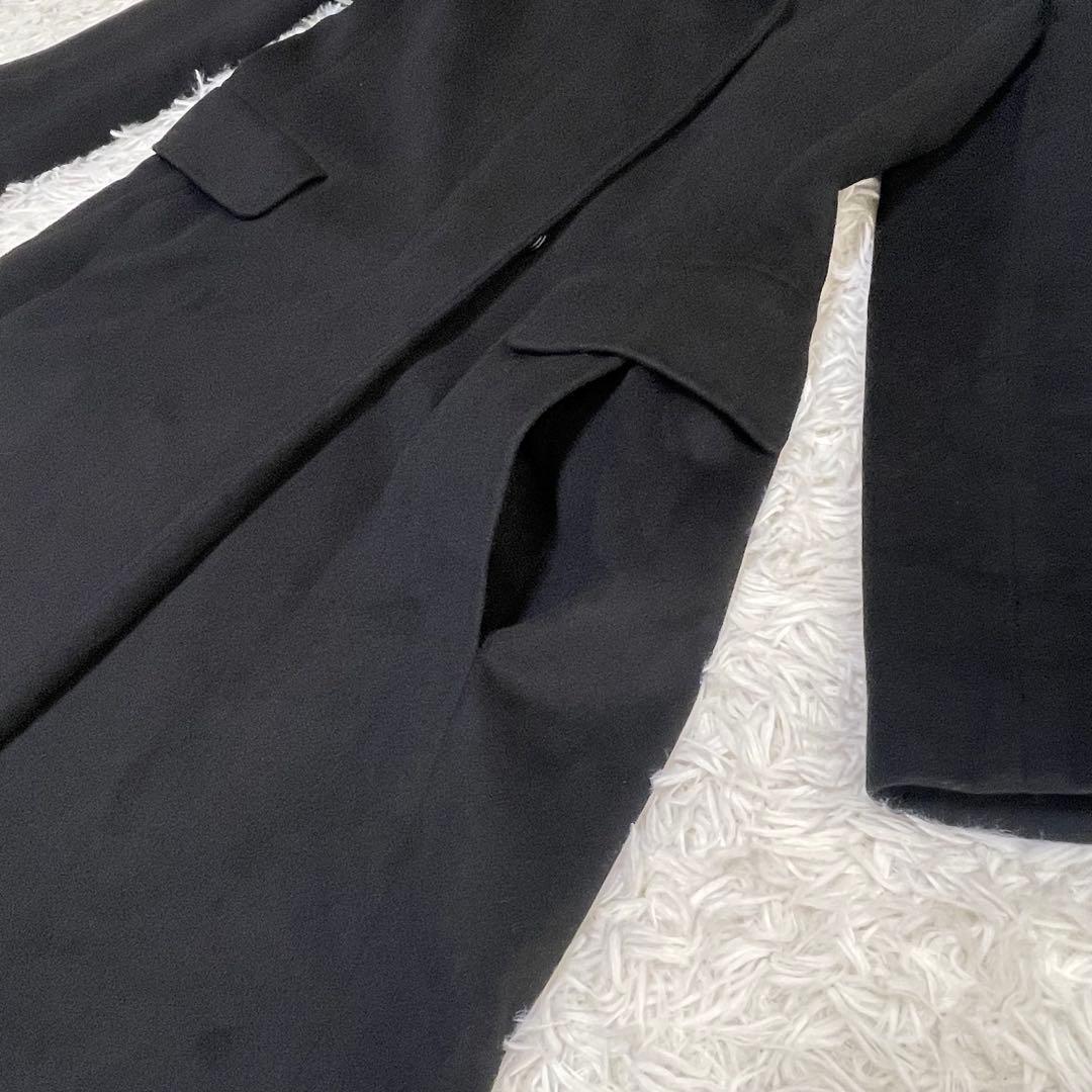 【Max Mara】白タグ　マックスマーラ 比翼ボタン　ロングコート 黒