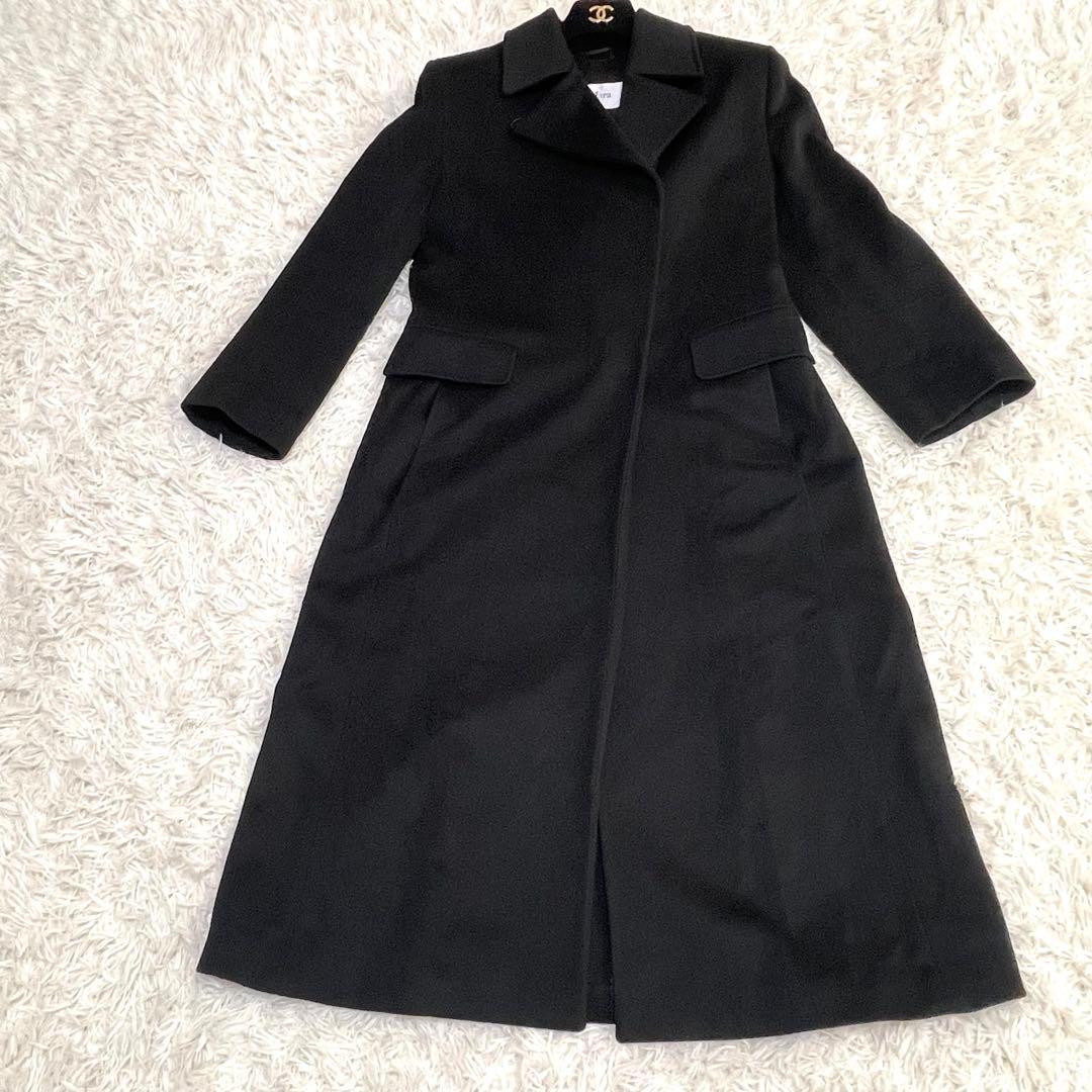 【Max Mara】白タグ　マックスマーラ 比翼ボタン　ロングコート 黒