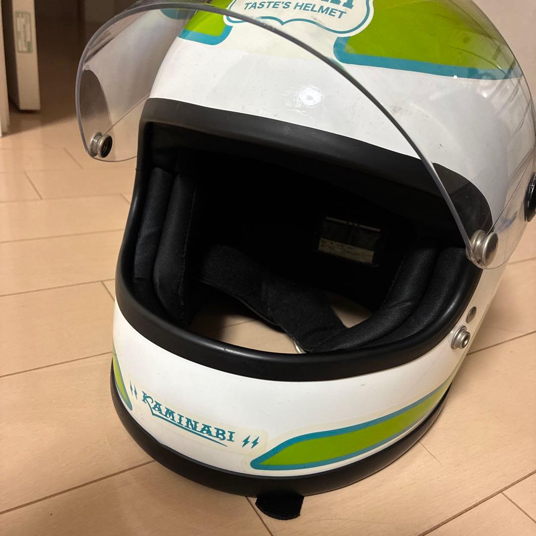 あ*ー様 族ヘルKaminari フルフェイスヘルメット ホワイト グリーン