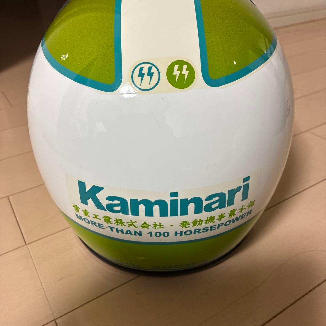 あ*ー様 族ヘルKaminari フルフェイスヘルメット ホワイト グリーン