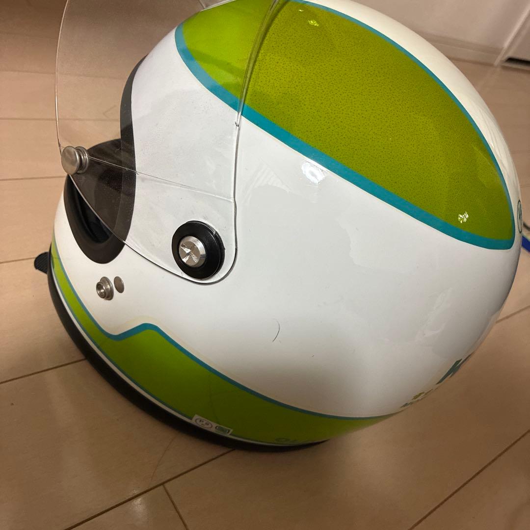 あ*ー様 族ヘルKaminari フルフェイスヘルメット ホワイト グリーン