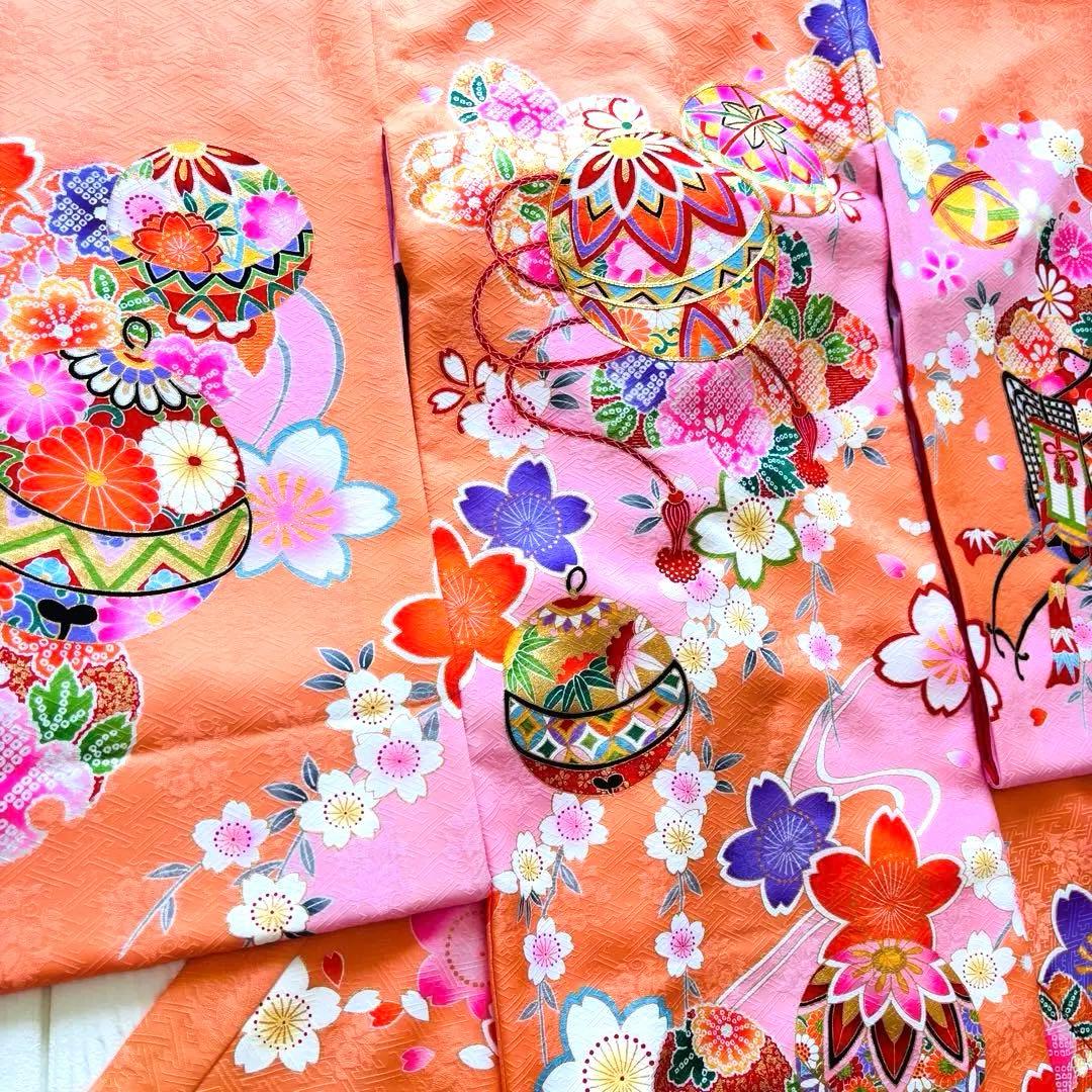 【新品】 日本伝統色 杏色❗️日本製 お宮参り産着 女の子 京友禅 刺繍入 襦袢付