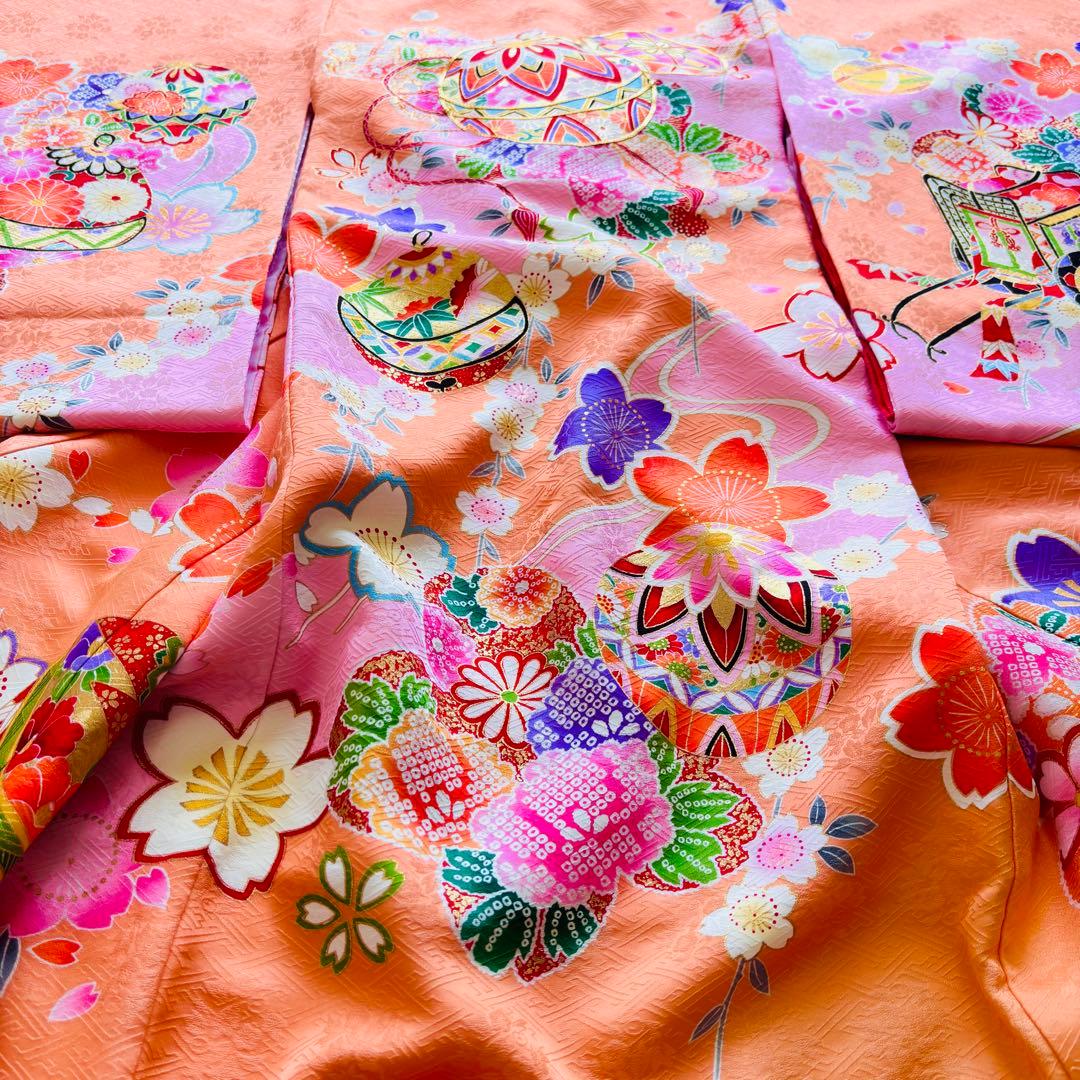 【新品】 日本伝統色 杏色❗️日本製 お宮参り産着 女の子 京友禅 刺繍入 襦袢付