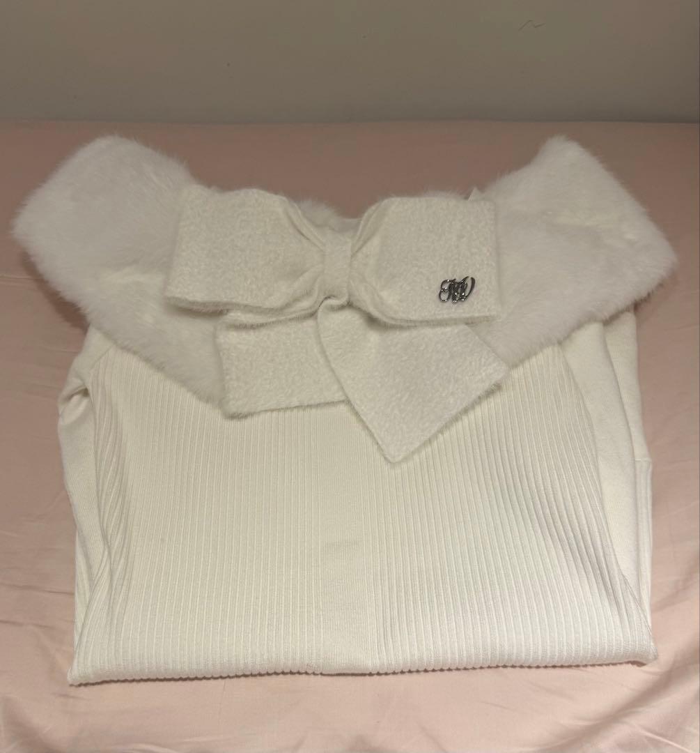 HONEY MEW ハニーミュウ ビッグリボンクロスオフショルワンピ