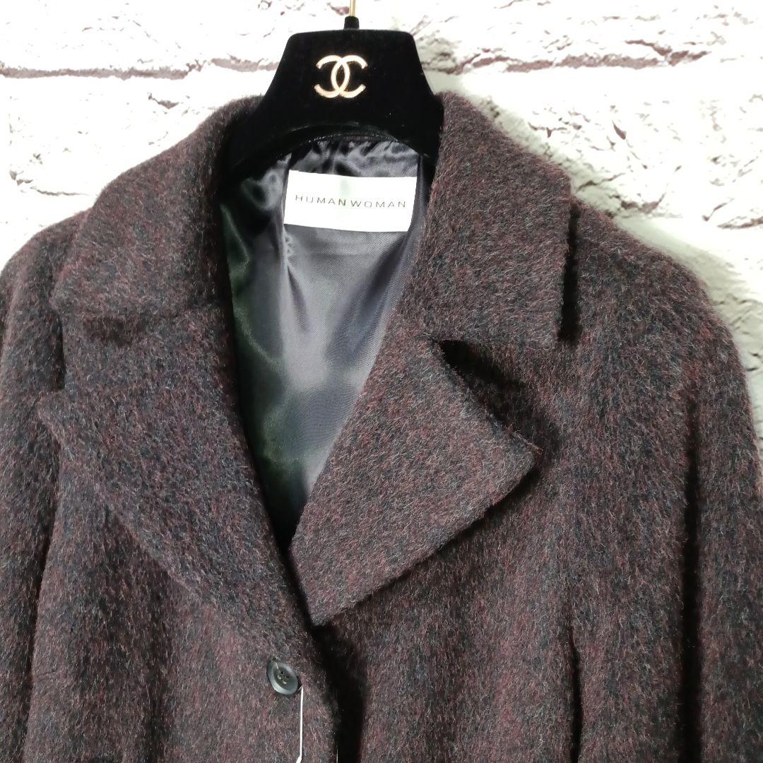 未使用・タグ付■HUMAN　WOMAN ウール チェスターコート ブラウン系