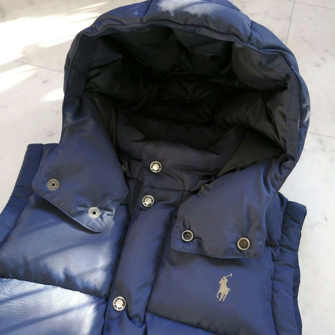 ラルフローレン フード付き ダウンベスト Lサイズ 紺 2way ポニー刺繍